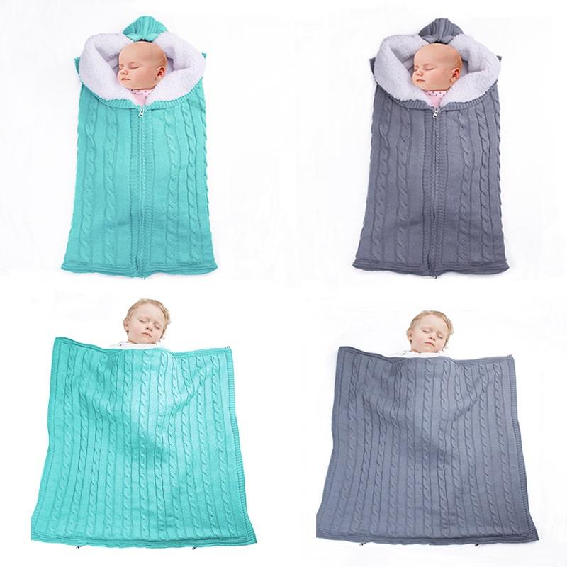 Túi Ngủ Cho Bé Đan Slaapzak Bao Da Mùa Đông Làm Dày Trẻ Em Sleepsack Footmuff Cho Xe Đẩy Dệt Kim Ngủ Tất SƠ SINH Swaddle