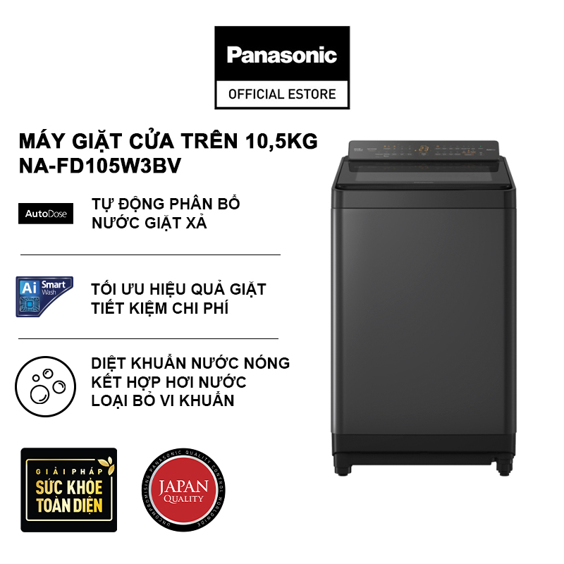 Máy giặt thông minh Panasonic cửa trên 10,5 kg NA-FD105W3BV - Miễn phí lắp đặt - Hàng chính hãng