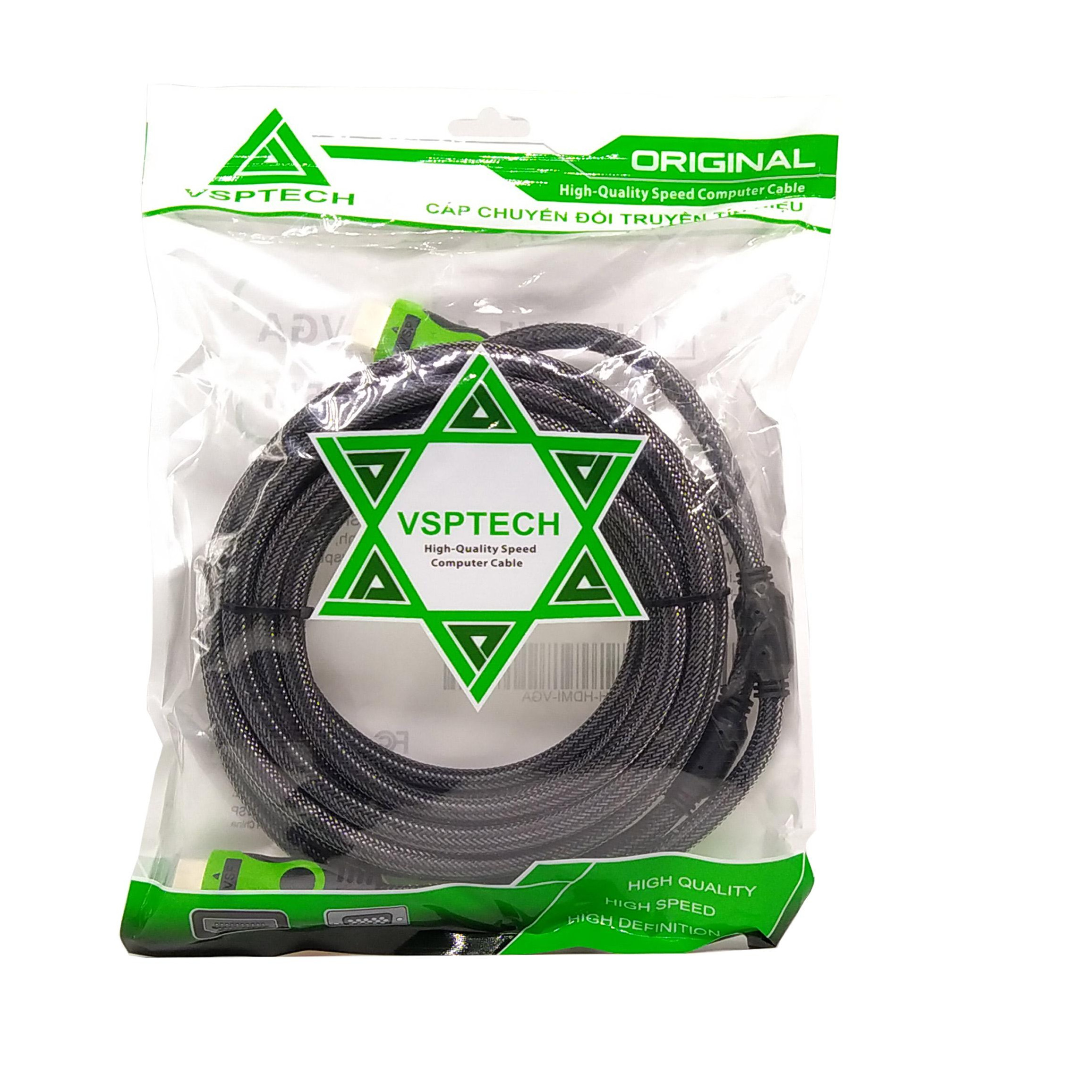Cáp HDMI VSPTECH dài 5m bọc lưới đen - Hàng chính hãng