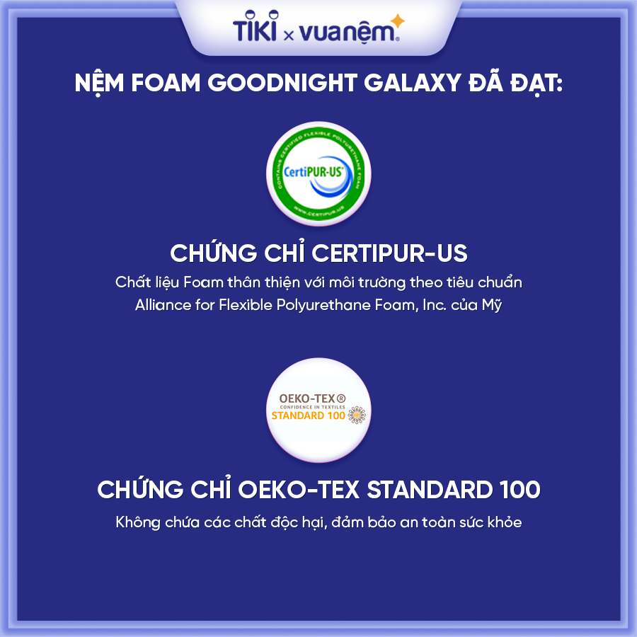 Nệm Foam cao cấp Goodnight Galaxy Greentea êm ái, mềm mại, tinh chất trà xanh kháng khuẩn khử mùi