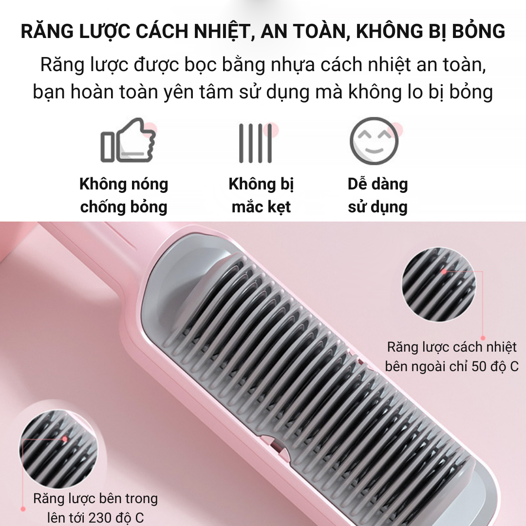 Lược Điện Chải Tóc Tạo Kiểu Tóc HUIHAO S12, Lược Điện Uốn Tóc Đa Năng Làm Nóng Nhanh 5 Cấp Độ,Tích Hợp ION Âm Bảo Vệ Tóc