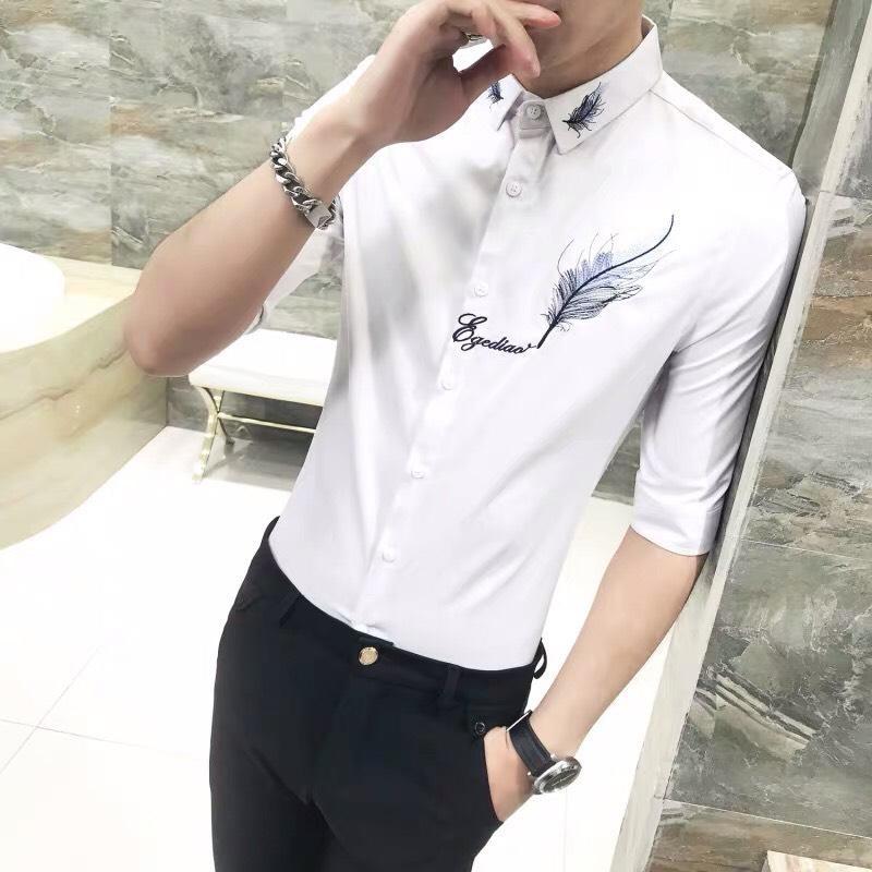ÁO SƠ MI NAM COTTON CAO CẤP THÊU LÔNG VŨ