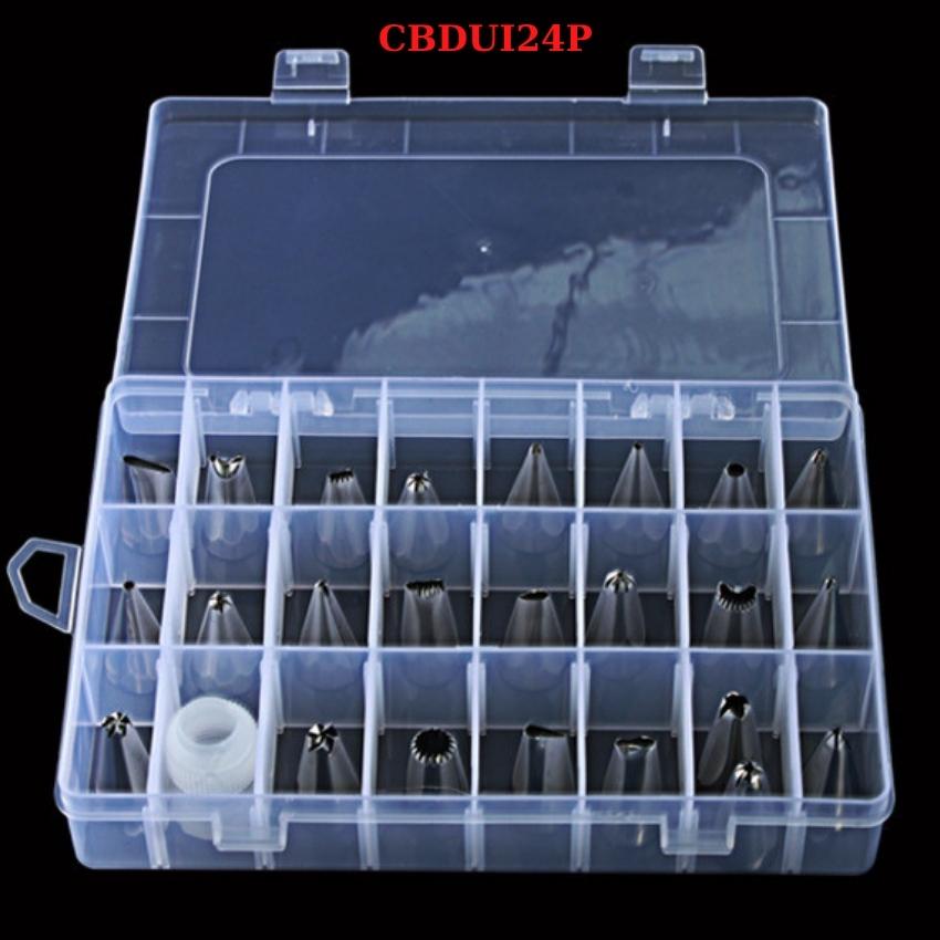 BỘ 24 ĐUÔI BÁNH KEM LÀM BÁNH KEM TẶNG TÚI BƠM KEM SILICONE CAO CẤP - CBDUI24P