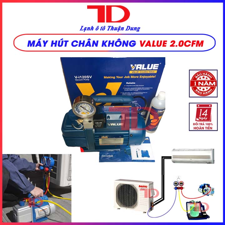 MÁY HÚT CHÂN KHÔNG VALUE 2.0 CFM V I120SV MẪU MỚI KÈM ĐỒNG HỒ HIỂN THỊ BÁO ÁP