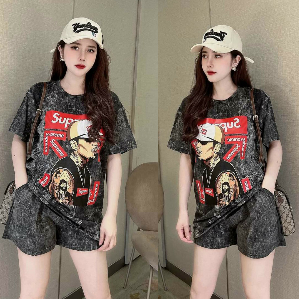 Đồ bộ thun đùi họa tiết loang màu cá tính