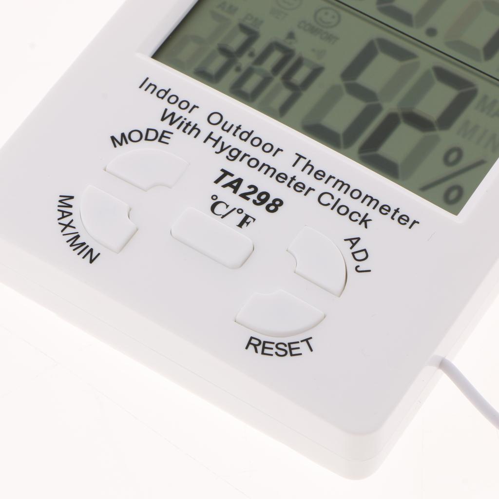 TA298 Digital Hygrometer Indoor Thermometer Humidity Gauge with Test Probe, Temperature Humidity MonitorProbe