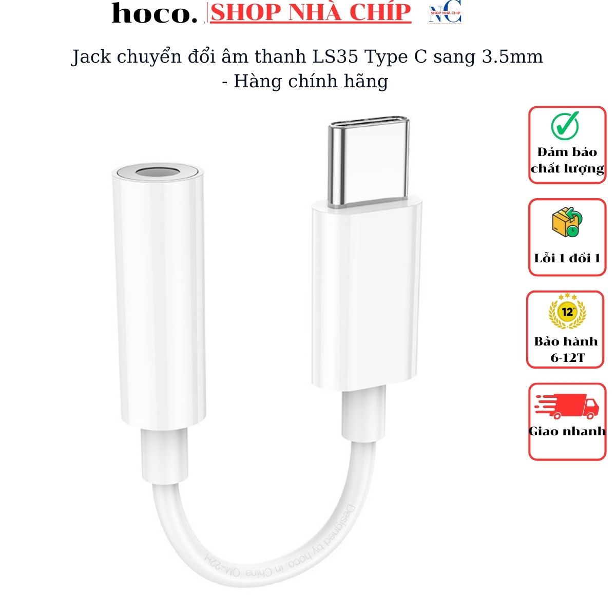 Jack chuyển đổi âm thanh LS35 Type C sang 3.5mm- Hàng chính hãng