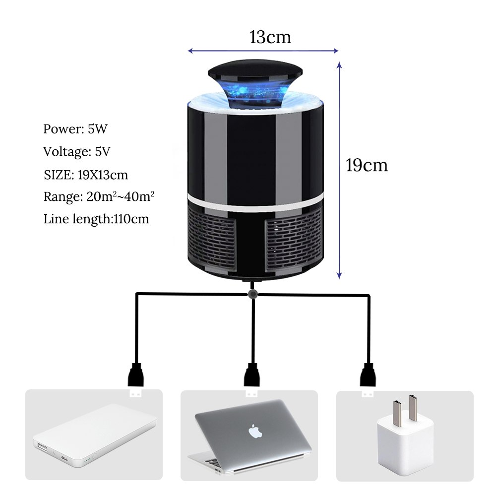 Đèn Bắt Muỗi Và Côn Trùng - Tặng Kèm Củ Sạc USB Đa Năng - Màu Ngẫu Nhiên