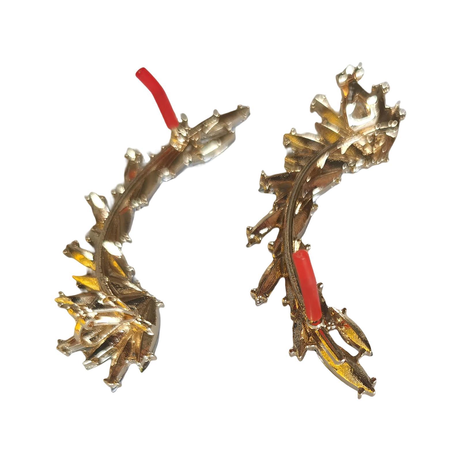 Ladies Leaves Earrings Diamante Rhinestone Ear  Crawler Jewelry Golden