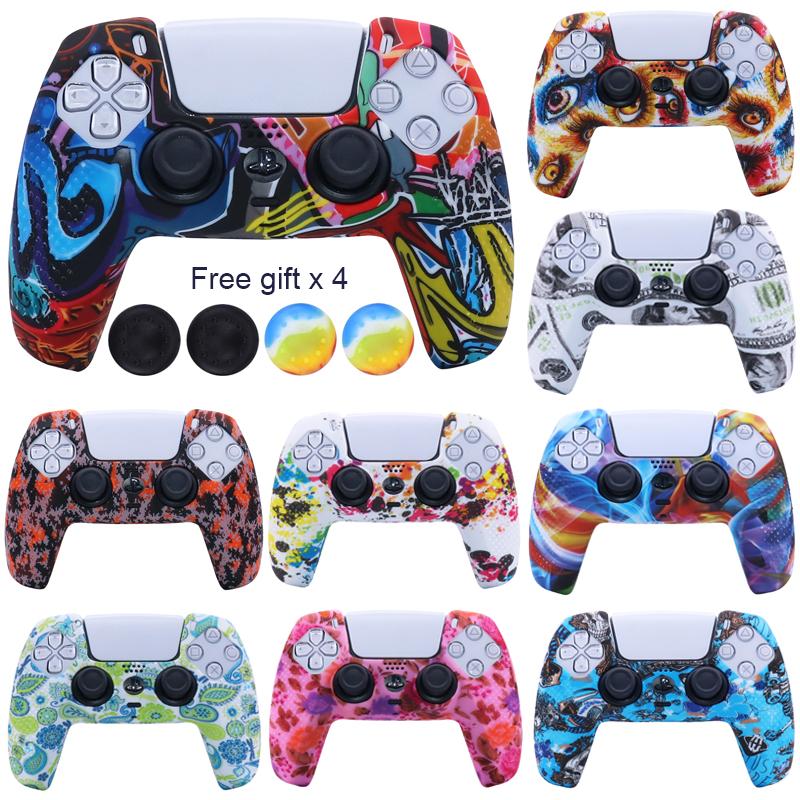 Vỏ bảo vệ bằng silicon mềm cho tay cầm điều khiển PS5 Vỏ da cho tay cầm chơi game Playstation 5 Cần điều khiển có nắp chụp tay cầm Màu sắc: 1