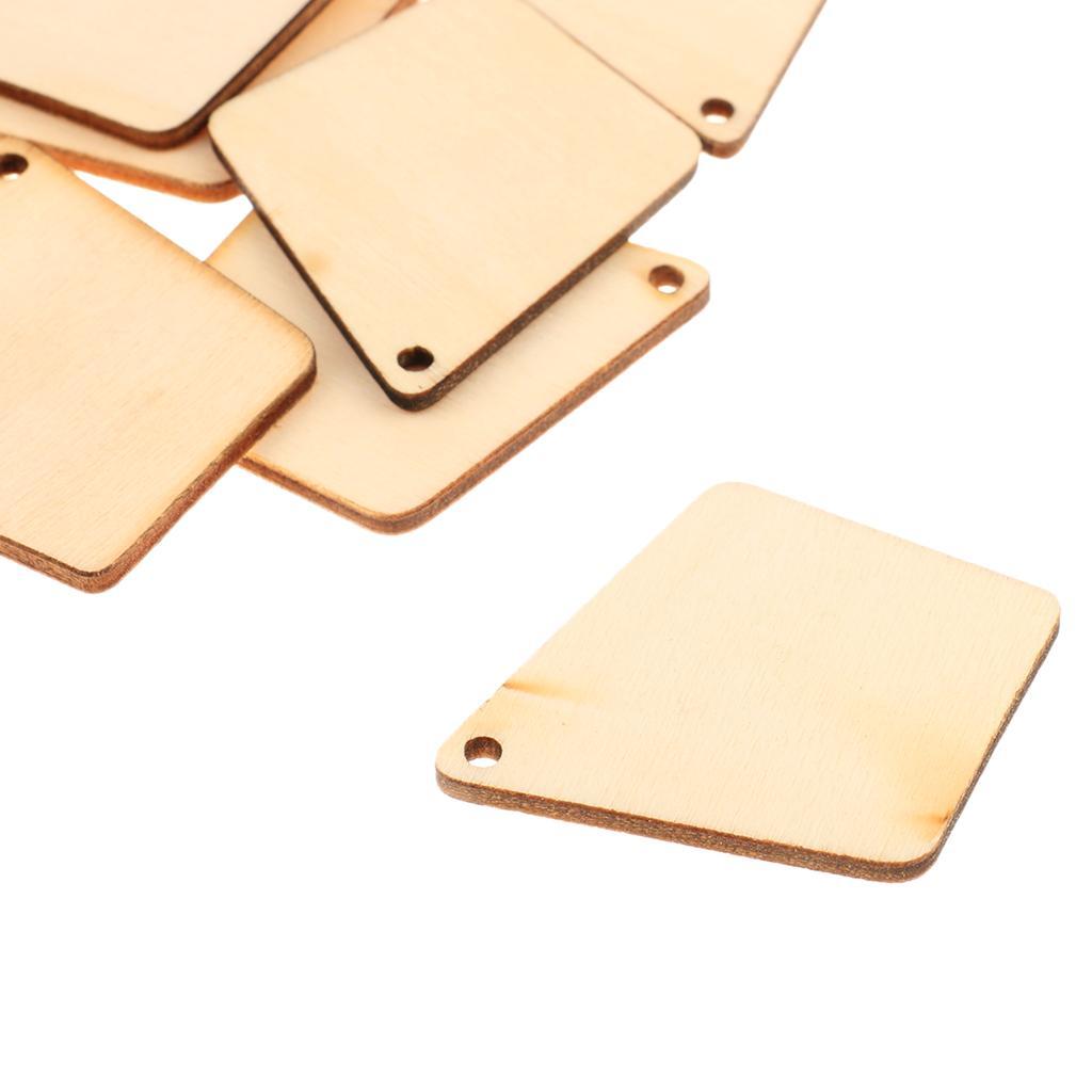20Pcs Unfinished Wood Geometric Shapes Hanging Tags Cutouts Decoration Craft