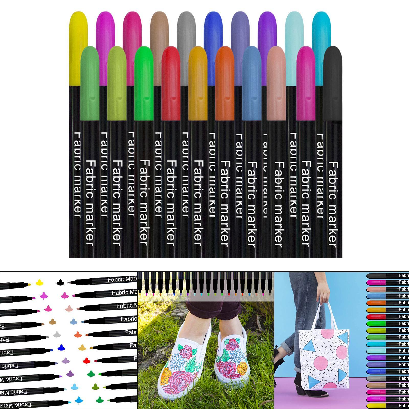 20 Color Fabric Markers Pens Fabric Pens for Handbags Clothes Sewing Accessories