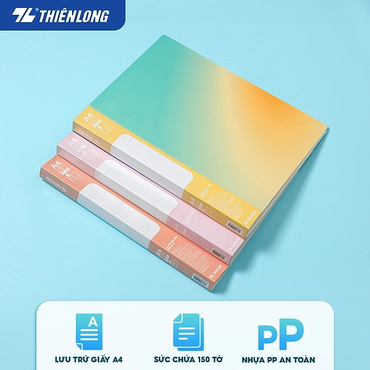 Bìa 30 lá A4 Thiên Long DB-002 - Sức chứa 150 tờ A4 - 3 màu ngẫu nhiên