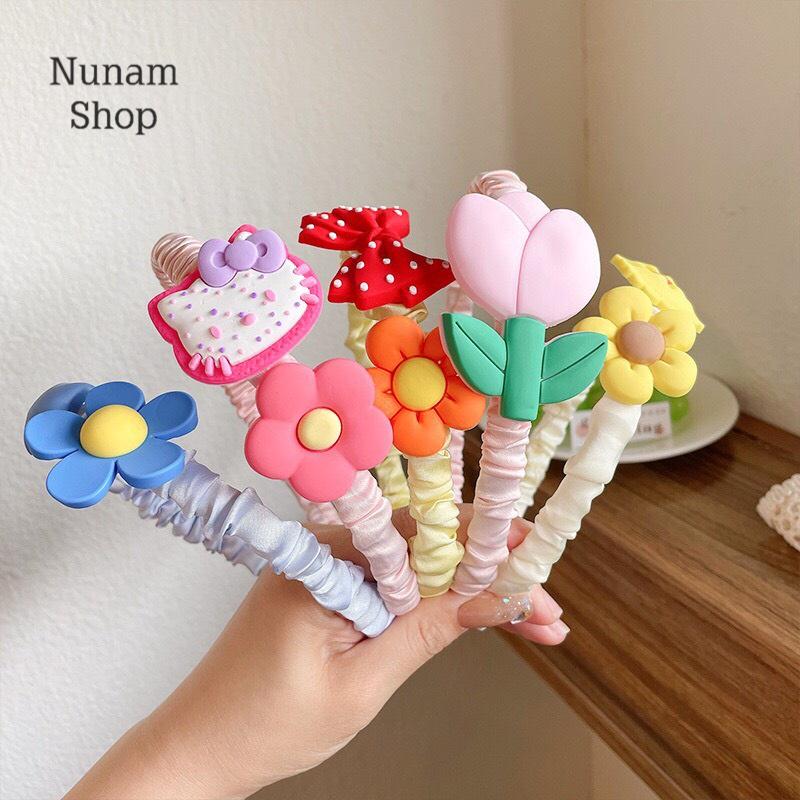 Băng đô bờm cài tóc nhún nơ hoa hoạt hình siêu to đáng yêu hàn quốc Nunam shop, cài tóc nữ,cute,dễ thương