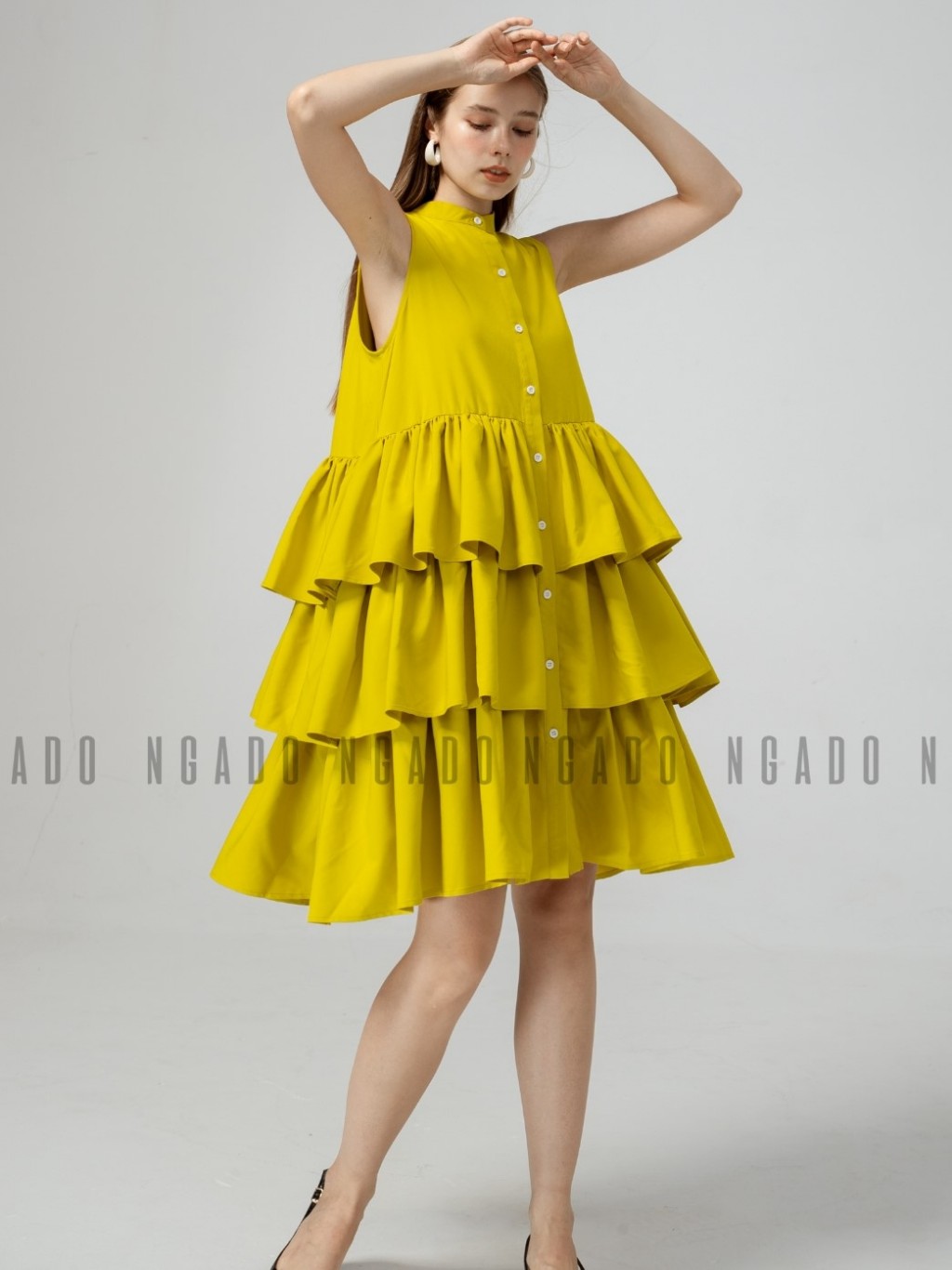 Đầm vàng chanh 3 tầng NGADO