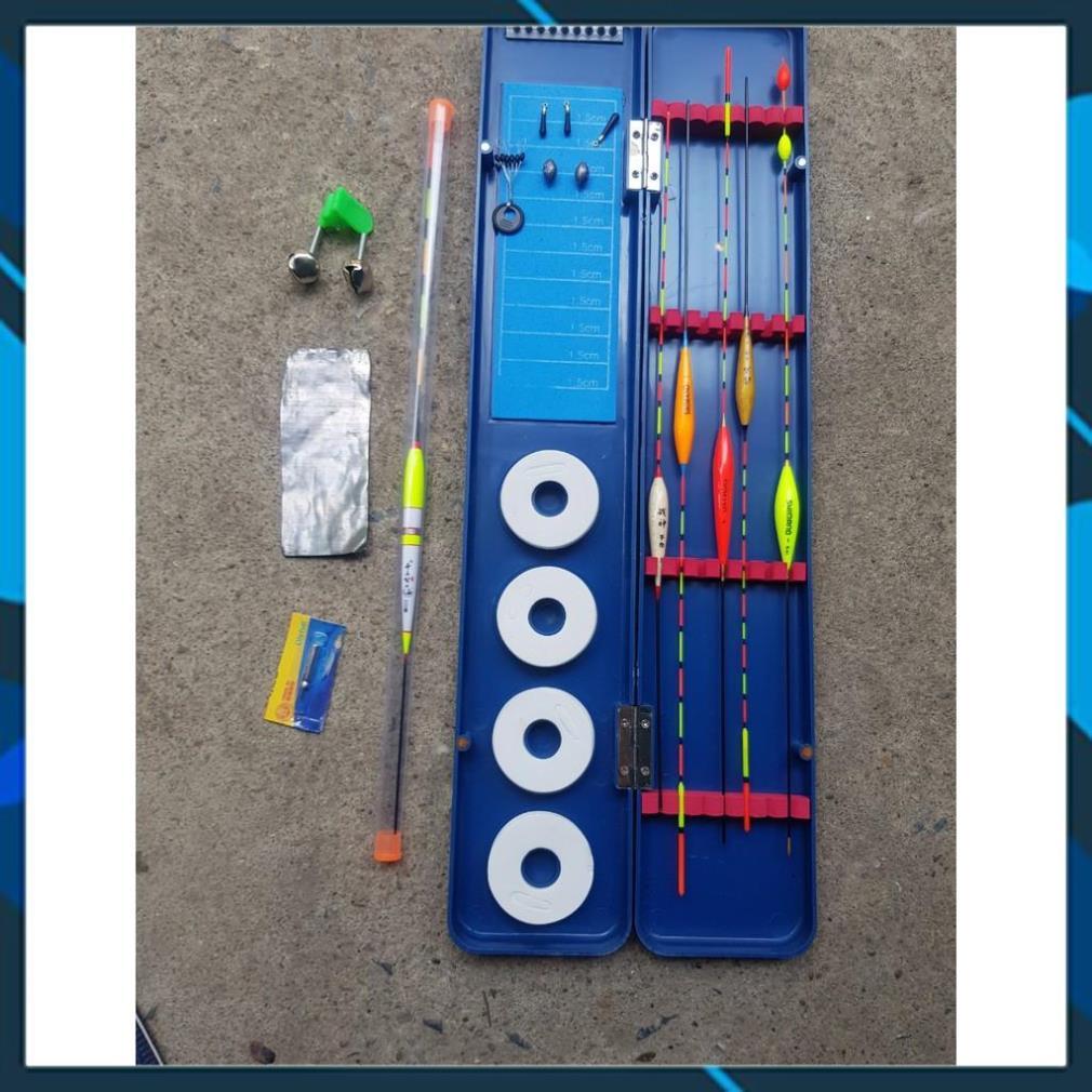 Hộp bộ phao câu đài kèm phao và phụ kiện câu đài- cần tay_hộp phao xanh+tặng kèm phao câu đêm