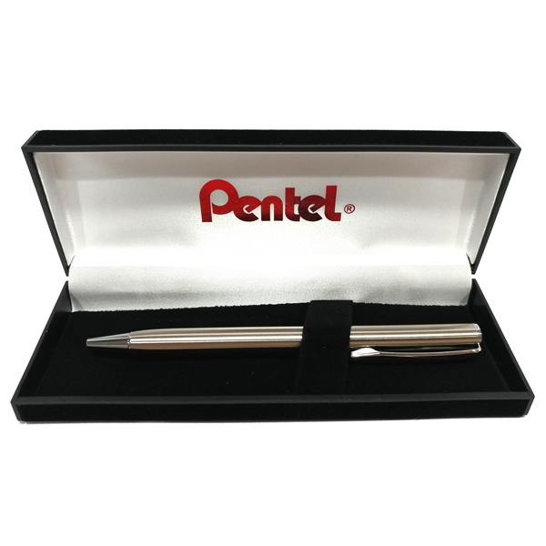 Bút Bi Kim Loại Nắp Vặn Pentel CC Màu Bạc - Mực Xanh B810-C