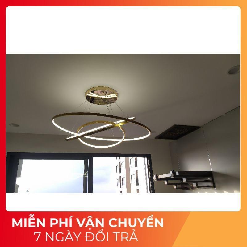 Đèn Thả Trần Không Gian Led T11 Hình Tròn 3 Vòng Viền Trắng/Vàng - 3 Chế Độ Ánh Sáng - Điều Khiển Từ Xa