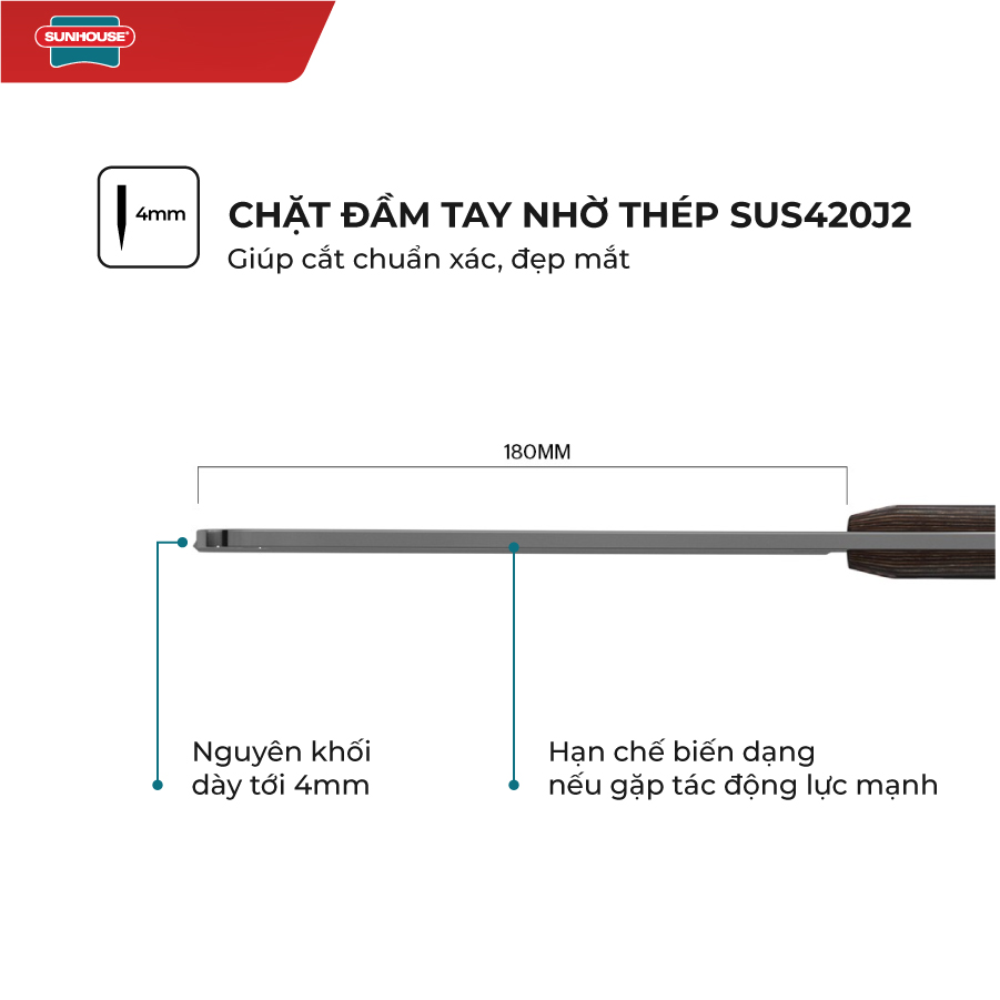 Dao Chặt Chuôi Gỗ Pakka Sunhouse KS-KN180CS