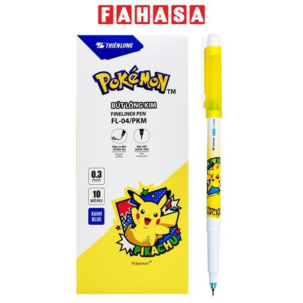 Hộp 10 Bút Lông Kim Pokemon 0.3 mm - Thiên Long FL-04/PKM - Mực Xanh