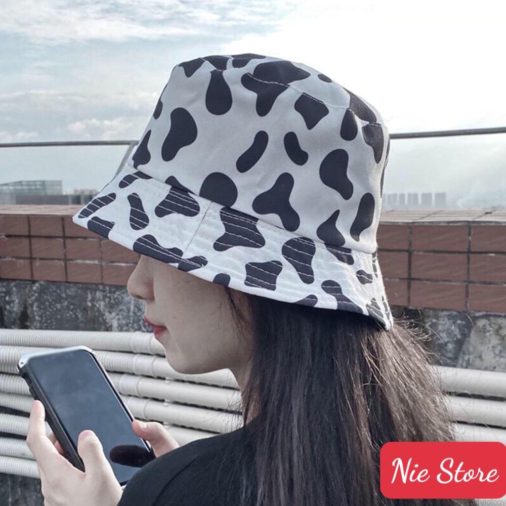 Mũ bucket bò sữa ️ Nón vành tròn hoạ tiết trắng đen phong cách Ulzzang form unisex nam nữ.