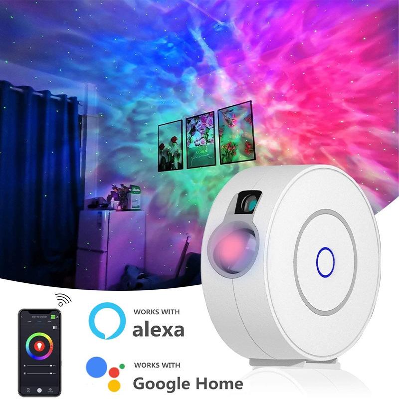 Máy chiếu sao WiFi để trang trí phòng, Máy chiếu ánh sáng ban đêm tại nhà Tương thích với Alexa/Google Home
