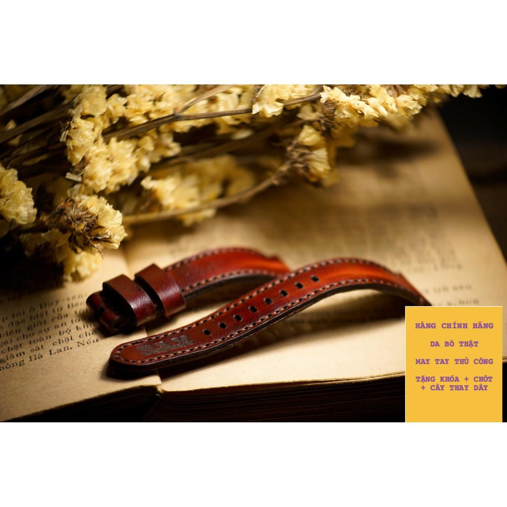 DÂY ĐỒNG HỒ DA BÒ Ý (ITALIA) NÂU ĐỎ BURGUNDY - RAM CLASSIC 1974 - TẶNG FULL PHỤ KIỆN