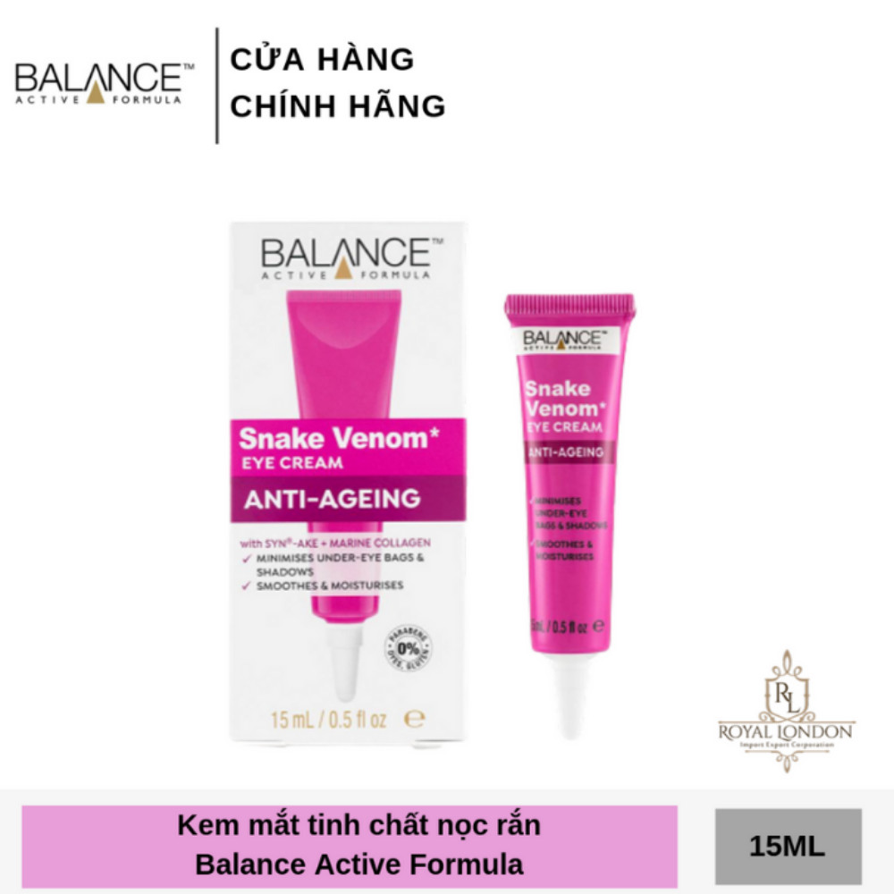 Combo Serum Chống Lão Hóa Nọc Rắn Balance Active Formula Snake Venom 30ml + kem mắt noc rắn giảm nếp nhăn, quầng thâm Balance Active Formula Snake Venom 15ml, hàng chính hãng