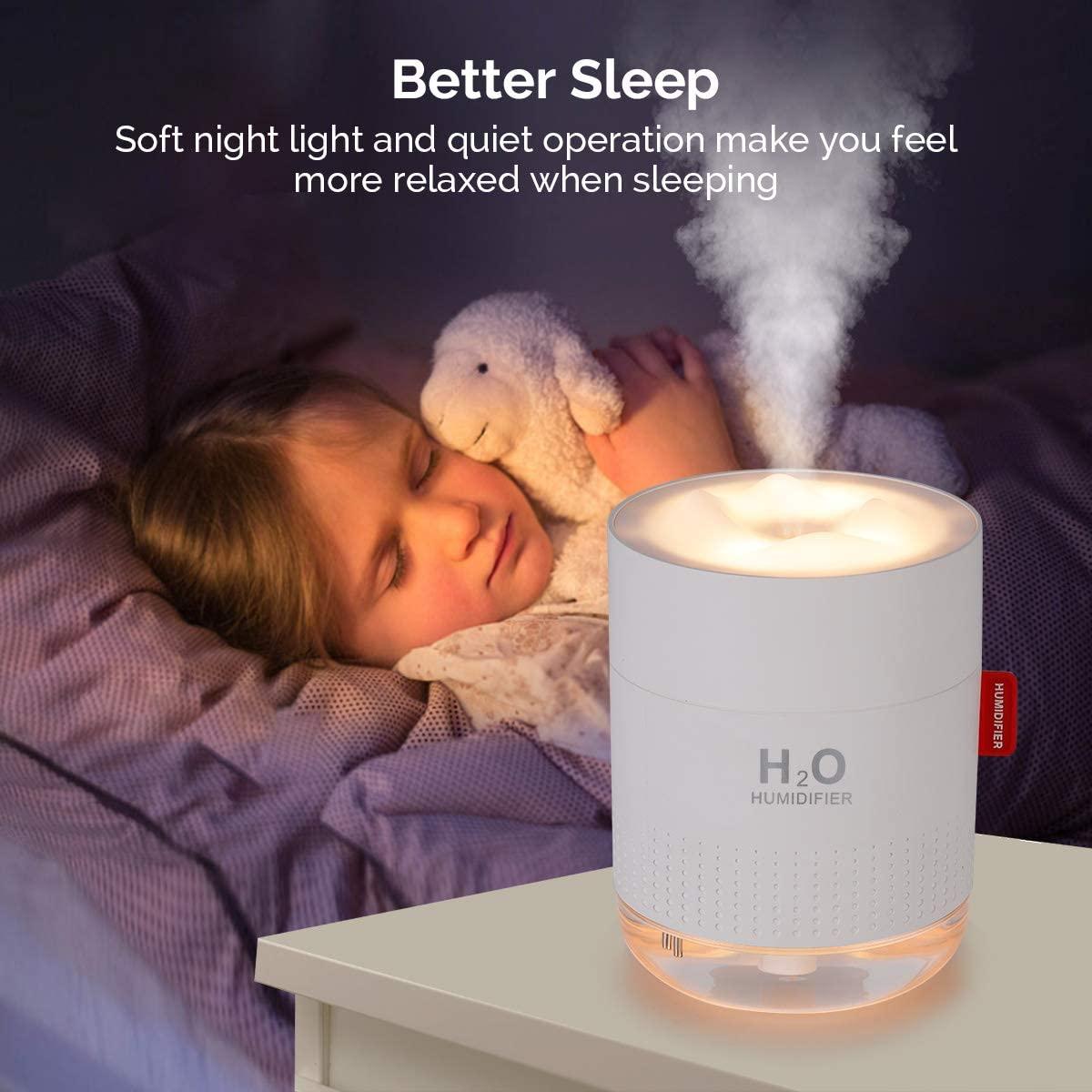 USB Sạc Máy Phun Sương Tạo Độ Ẩm 450Ml Cool Mist Không Khí Ẩm Mini Di Động Đèn LED 2000MAh Pin Không Dây Êm Xe Hơi