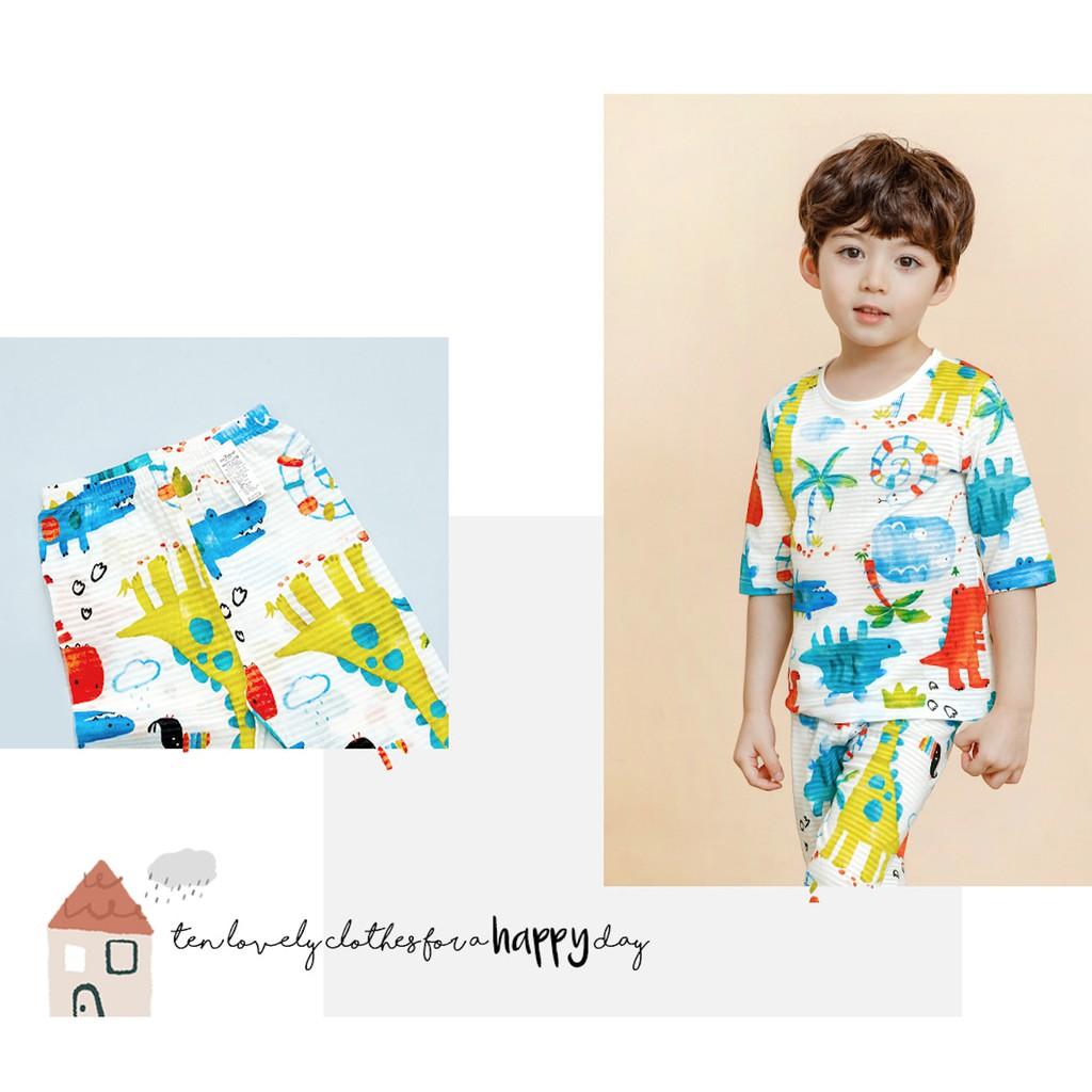 Bộ đồ bé trai / bé gái Hàn quốc uniFriend tay lỡ _ sea _ cotton