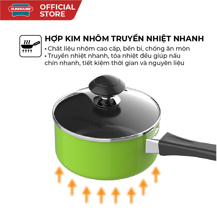 Nồi Nấu Bột Chống Dính Nắp Kính Sunhouse SHG-MP14 14cm