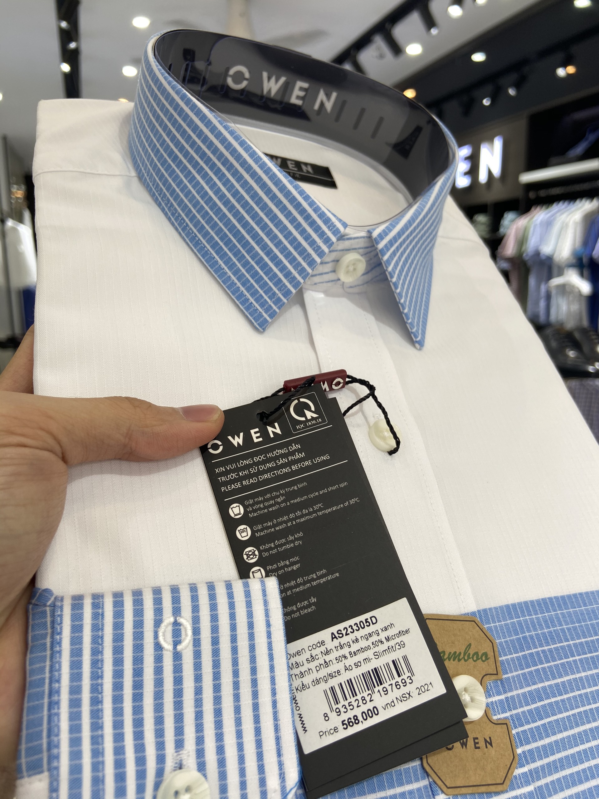 OWEN - Áo sơ mi nam dài tay dáng SLIMFIT sợi Tre - Mã AS23305D