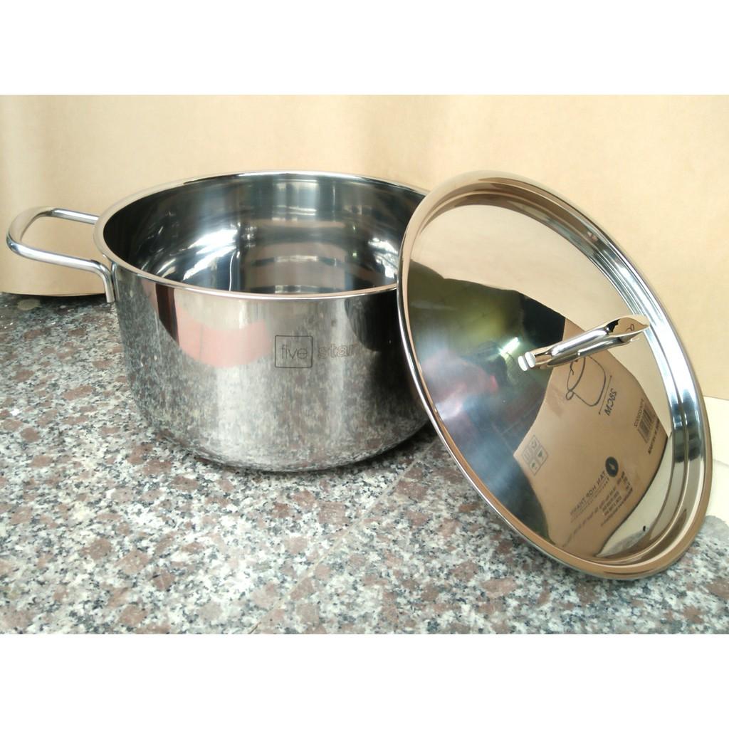 Nồi inox Five Star 3 đáy 24cm vung inox dày dặn