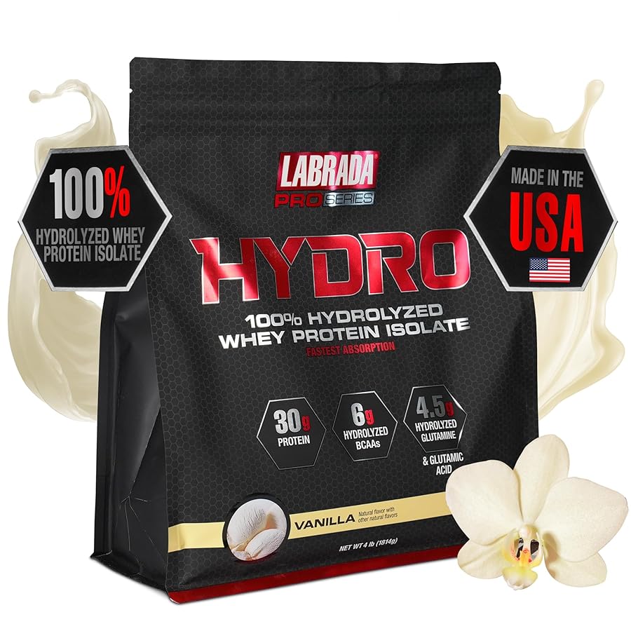 Labrada Pro Series HYDRO, 100% Whey Protein Hydrolyzed, 30g Protein, 6g BCAA, 4.5g Glutamine | Made in USA
