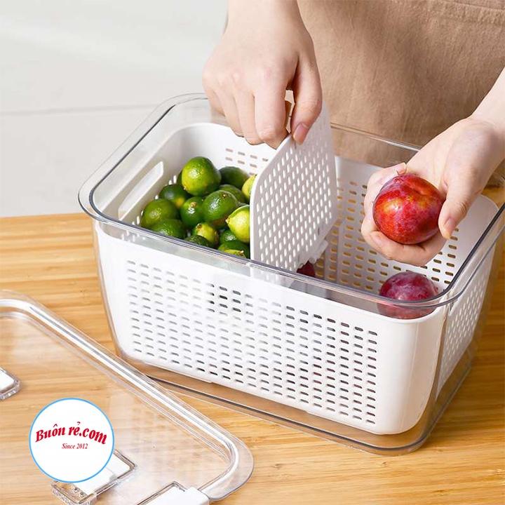 Hộp đựng thực phẩm tủ lạnh 2 lớp Hokori tiện lợi , dễ dàng bảo quản thức ăn, có lỗ thoát nước br01542