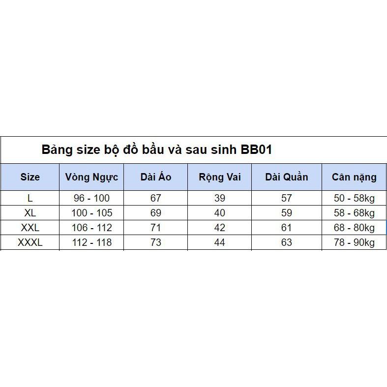 Bộ bầu và sau sinh cho bé bú chất cotton BB01