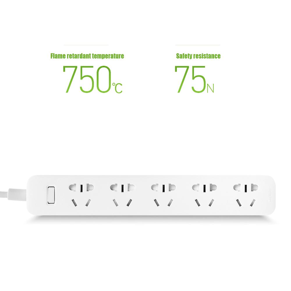 Xiaomi Power Strip with Grounded Surge Protector with 5 Outlets Ports with Flat Plug PowerPort Strip With Extension Cord