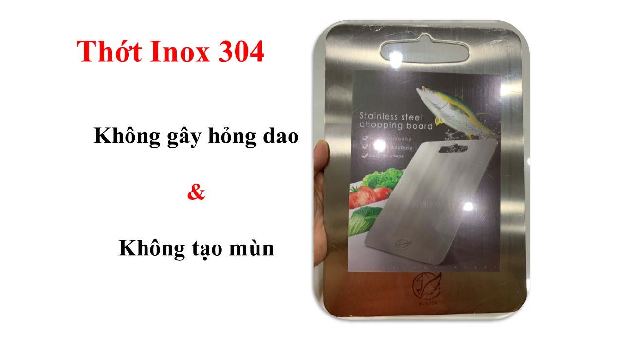 THỚT INOX 304 KHÁNG KHUẨN CAO CẤP FLY HORSE (Chống ẩm mốc độc hại, vệ sinh dễ dàng, không tạo mùn gỗ, an toàn cho sức khỏe)