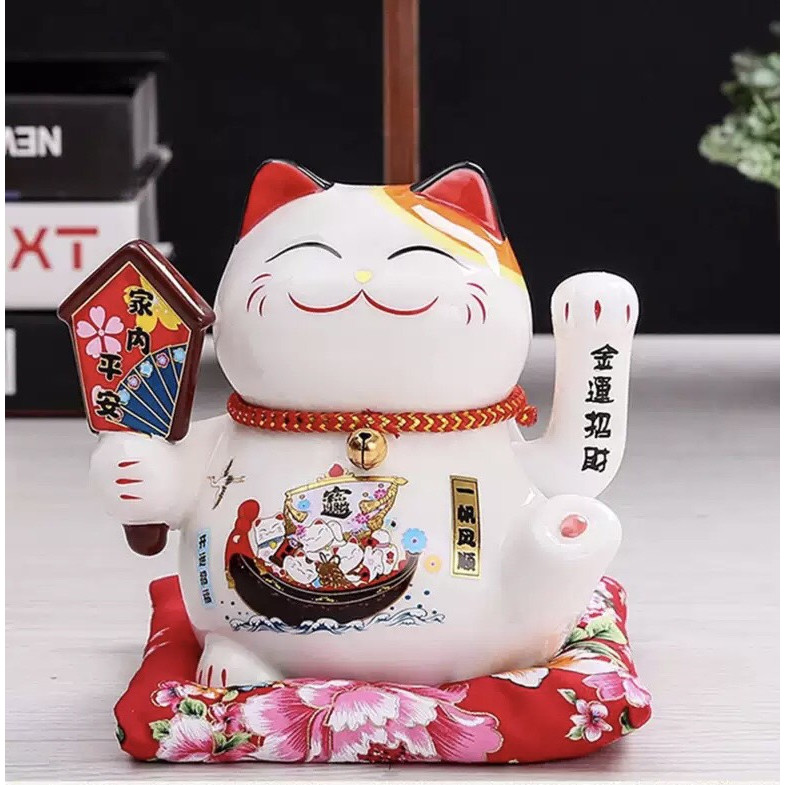Mèo Thần Tài Khai Vận Tiến Bảo - Gốm Sứ Nhật Cao cấp - 16cm - HCM