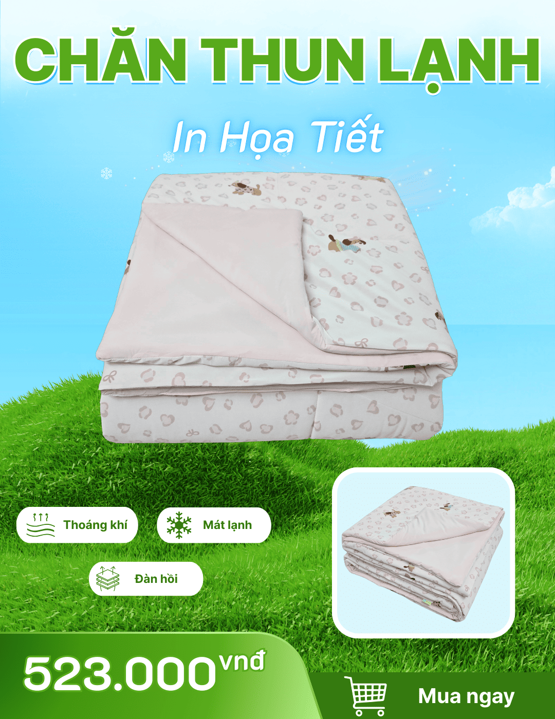 Chăn chần Thun Lạnh 180x200 in Họa Tiết