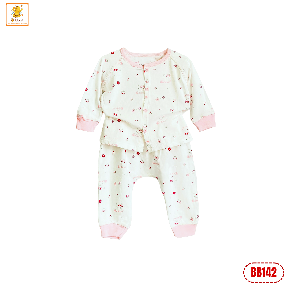 Đồ bộ cho bé sơ sinh BABIBOO đồ dài tay thu đông vải cotton siêu mềm - BB142