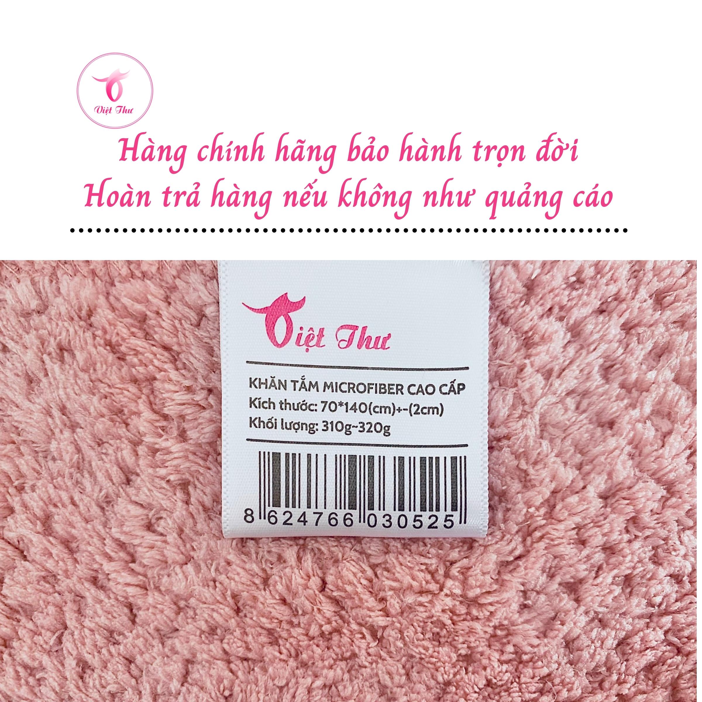 Khăn tắm lớn, khăn tắm Việt Thư sợi microfiber cao cấp công nghệ Nhật, siêu thấm nước, siêu mềm, không chất huỳnh quang - Hàng Chính Hãng