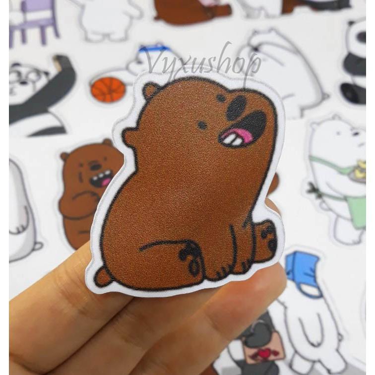 Hot Sticker dán Gấu We Bare Bear kích thước a5 update mẫu mới 2021