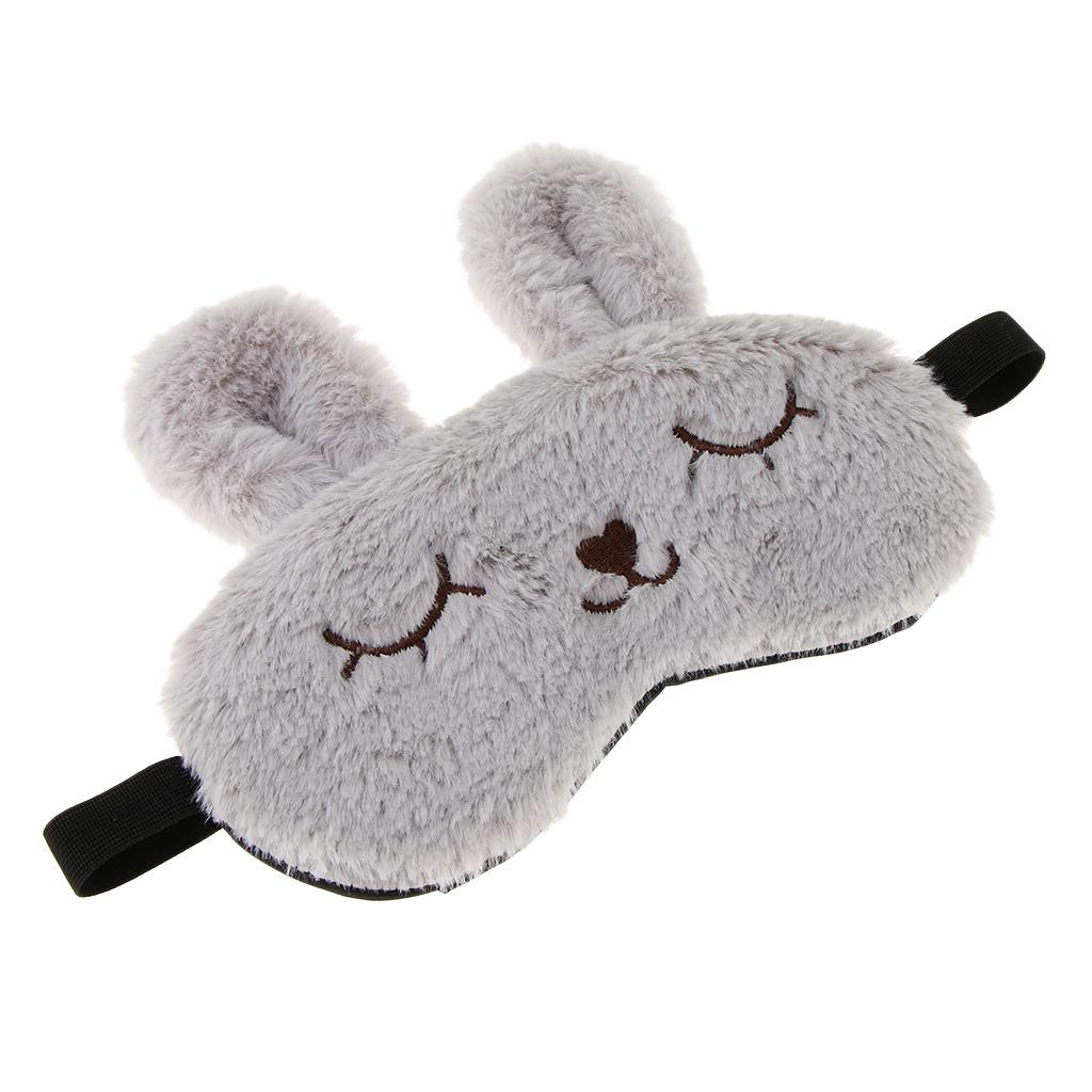 4xKids Adults Plush Bunny Rabbit Sleep Mask Eye Shade Cover Blindfold Gray