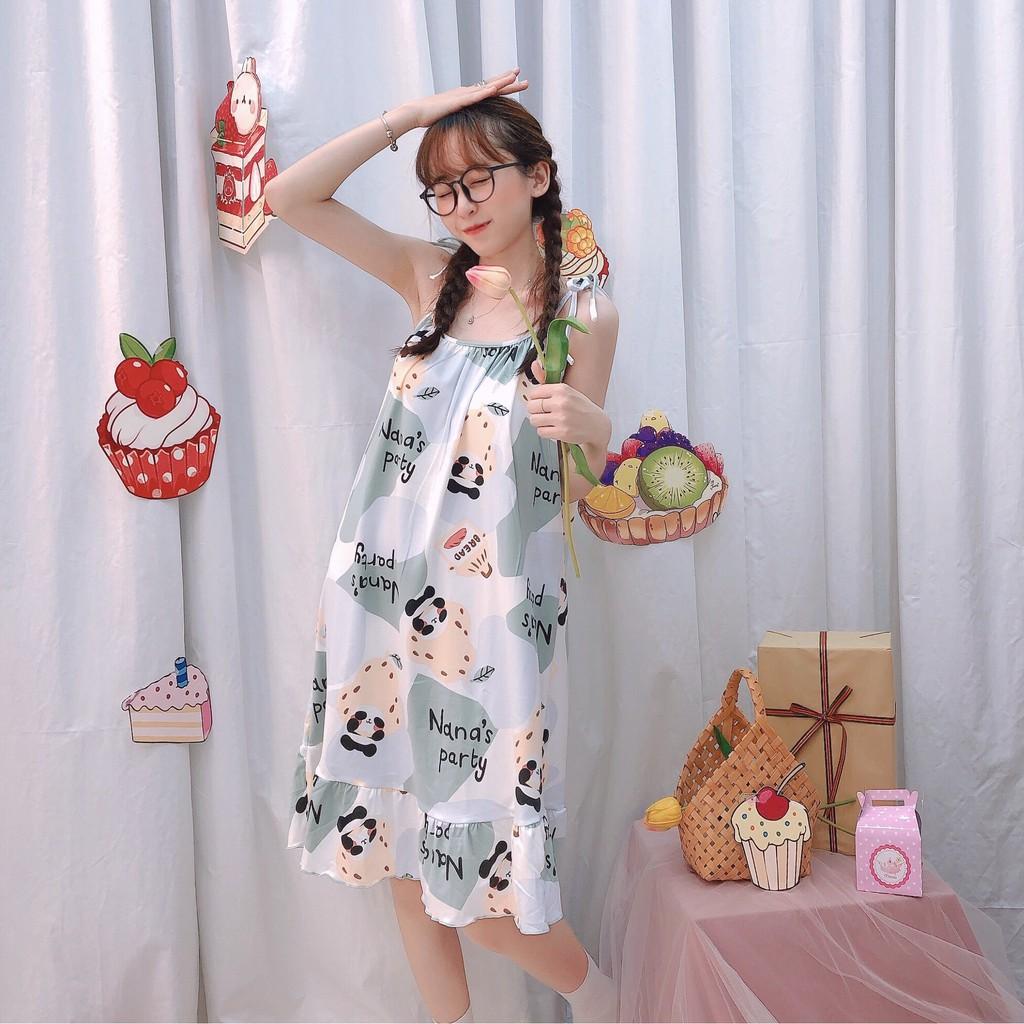 Váy ngủ 2 dây đầm ngủ thun mềm mịn, thoáng mát -
