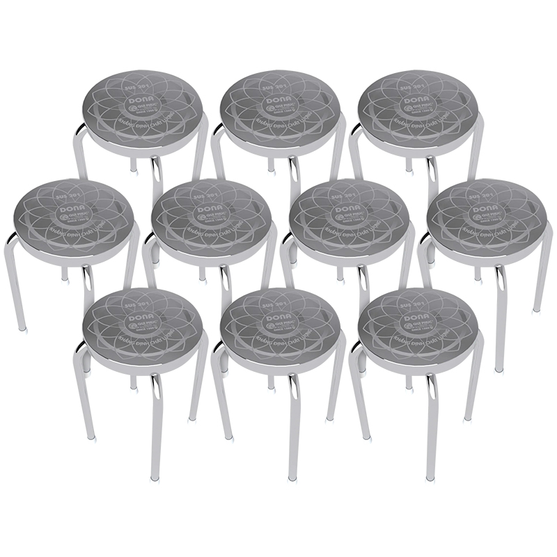 Combo 10 Cái Ghế Đẩu Inox 201 Dona Mặt 30 Phi 25