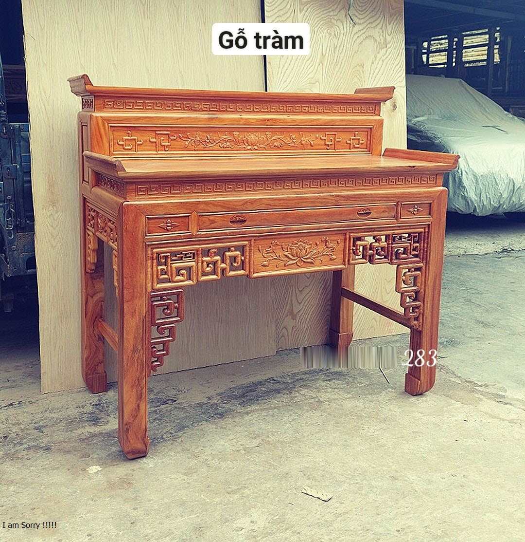 Bàn thờ 2 tầng - án gian thờ 2 tầng mẫu triện sen 1m54,chất liệu: gỗ tràm