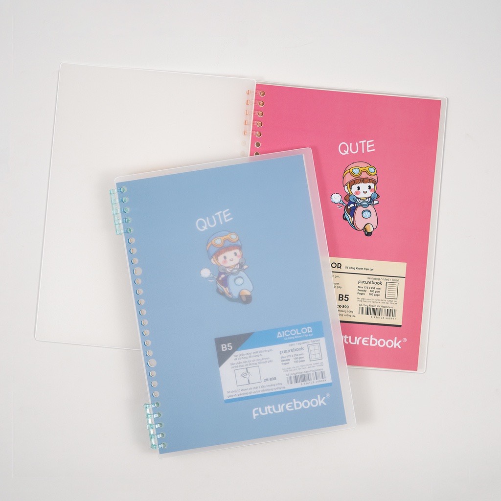FUTUREBOOK-Sổ Còng Tiện lợi B5 –100Trang–Dòng Kẻ Ngang–Định Lượng 100Gsm. Mã Sản Phẩm CK899