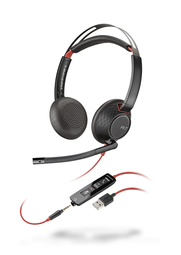 Tai Nghe Chụp Tai Có Dây Poly Blackwire 5220 USB-A Jack 3.5mm Hàng Chính Hãng