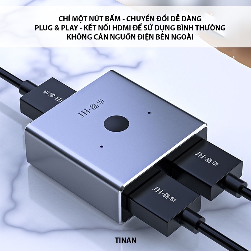 SOAIY Bộ Chuyển Đổi 2 Chiều HDMI 4K, 2 IN 1 OUT Và 1 IN 2 OUT, Sử Dụng Cho Máy Tính, TV, Máy Chiếu JH-Q520 - Hàng Nhập Khẩu